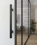 18 Inch Long Beefy Solid Stainless Steel Push Pull Door Handle For Barn Doors And Glass Matte Black Finish Heavy Duty Commercial Grade SUS 304