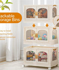 Super Roomy Foldable Storage Bins With Smooth Rolling Wheels And Snug Lid Covers Hella Big Stackable Plastic Closet Organizers For Bedroom Dorm Room Clutter Removals.