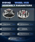 Ford Front Wheel Hub Bearing Assembly 515142 with dimensions and specifications for 2011 to 2014 F150, Expedition, and Lincoln Navigator.
