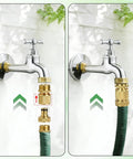 Brass Garden Hose Quick Connect Kit With Four Male And Four Female Connectors, Extra Washers, Leak Resistant, Quick Release Fittings