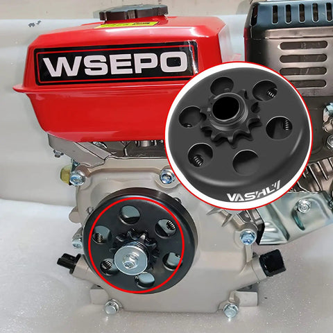 Go Kart Clutch 0.75 Inch Bore 10 Tooth For 40 41 420 Chain Predator 212 Centrifugal Clutch Compatible with engine close-up view