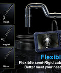 Endoscope Camera With Light 1920P HD Three Lens Borescope showing flexible semi-rigid cable and attachments