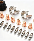 Plasma Cutting Torch Consumables Set With IPT40 Tips Electrodes Nozzle Bracket Covers For CUT 55DS Pro And CUT 65DS displayed on white background.