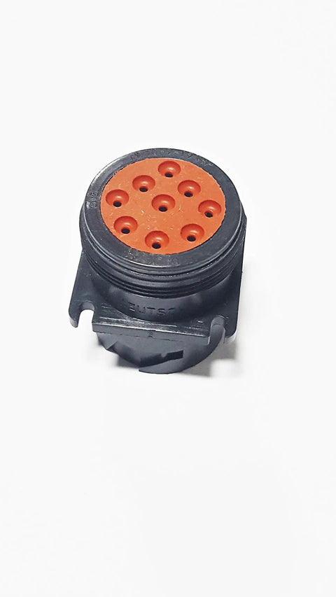 Heavy Duty Hd10 Series J1939 Connector with threaded rear seal, features eight contacts for 14 to 20 AWG cables.