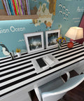 Black And White Striped Peel And Stick Wallpaper For Cabinets And Walls Self Adhesive Removable Waterproof Vinyl on desk surface