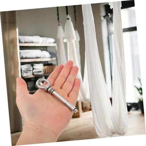 Heavy Duty Stainless Steel Eye Bolts Hanger Kit 5 Piece For Secure Lifting And Suspension; stainless eye bolt shown with hanging yoga swing