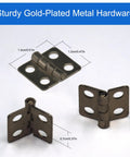 30 Pack 13x12mm Antique Bronze Mini Butt Hinges With Screws For Boxes And Crafty DIY Projects, sturdy iron hardware shown in detail