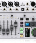 Front view of Flow 8 8 Input Digital Mixer with Bluetooth App Control, USB Audio Interface, 60 mm Channel Faders