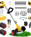 Cordless 24V Weed Wacker With 2x2000mAh Batteries And Fast Charger 3 In 1 Stringless Lightweight Brush Cutter Edger Mower with accessories