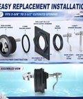 Four Pack Non-Locking Boat Hatch Latches Fits 2-3-8 To 2-1-2 Inch Cutouts Silver, Replacement Hatch Latch For Boat Lid, Hatch Handle, Storage Compartments, Easy Install, Durable Marine Hardware, black polymer, assembled view