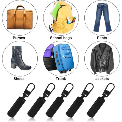 8 Pack Black Zipper Pull Replacements For Jackets And Coats Bags And Luggage Easy Install Zipper Sliders Detachable Pull Tabs