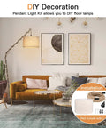Plug And Play Boho Pendant Light With 16 FT Natural Linen Shade And Integrated On Off Switch Hemp Cord Featuring Slick Rustic Hanging Design For Modern Kitchen Bedroom Vibes in stylish living room setting.