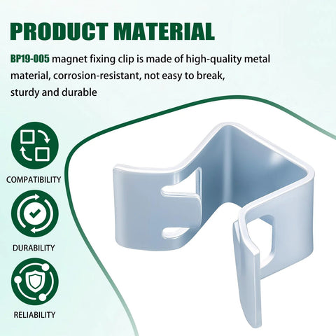 Front view of a silver Houoto BP19-005 magnet retainer clip for Dexter 12.25 inch electric trailer brake magnets