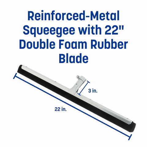 Built Tough Double Foam Floor Squeegee With Heavy Duty Steel Frame For Floors Bathrooms Kitchens Concrete Tile Garage And Commercial Use 22 Inch Black