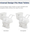 Universal Raised Toilet Seat With Handles For Seniors And Post Surgery Care 3 Height Settings Easy Install fits standard and elongated toilets