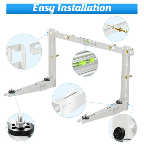 Beefy Heavy Duty Outdoor Wall Mount Bracket for Ductless Mini Split Air Conditioners and Heat Pump Systems close-up installation guide