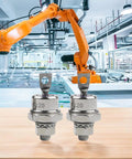 Pack Of Two Built Tight Stud Mount Diode Rectifiers Rated 40 Amps And 1200 Volts, displayed in an industrial setting with robotic arm.