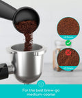 Premium Home Espresso Machine With Built In Milk Frother And Rapid Steam Wand for carefully measuring coffee grounds.