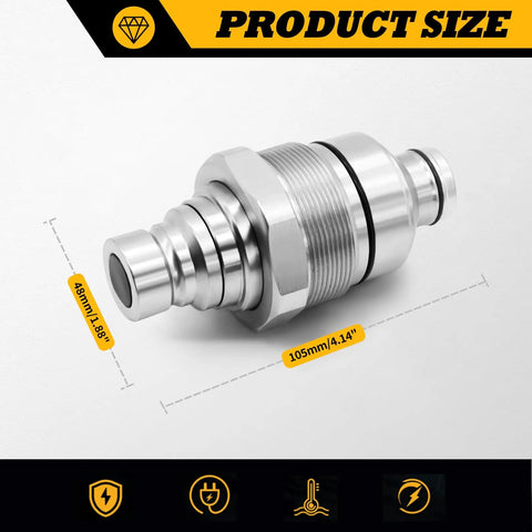 48 mm Thread Hydraulic Flat Face Quick Coupler Kit For Excavators And Skid Steer Loaders Universal Fit Direct Replacement 7246802 7246799 Tough As Nails Heavy Duty