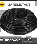 Pro Grade Sprinkler System Wire 18 Gauge Irrigation Cable With UV Resistant PVC Jacket coiled with water drops, 100 ft