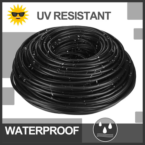 Pro Grade Sprinkler System Wire 18 Gauge Irrigation Cable With UV Resistant PVC Jacket coiled with water drops, 100 ft