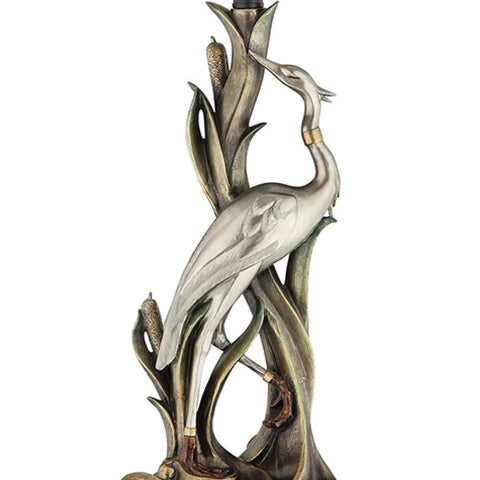 Crane Motif 31 Inch Tall Table Lamp With One Light, Gold Finish, Composite Body, elegant crane design, bronze and gold accents