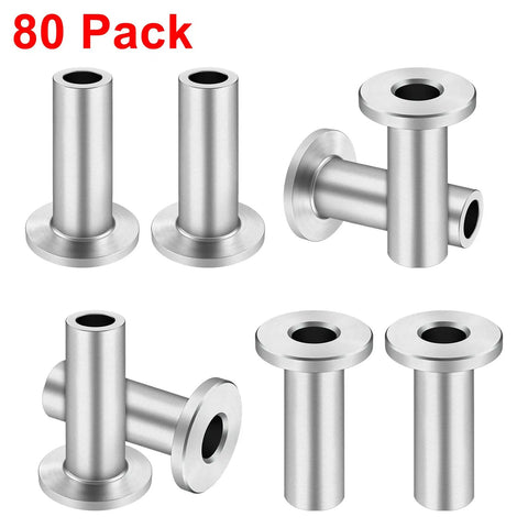 80 Pack Stainless Steel Protector Sleeves For One Eighth Inch Wire Rope Cable Railing Marine Grade Deck Balustrade