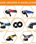 Heavy Duty Angle Grinder Wrench And Nut Kit With Secure Storage Box Fits 4 And 5 Inch Grinders, featuring various tool flange lock nuts.