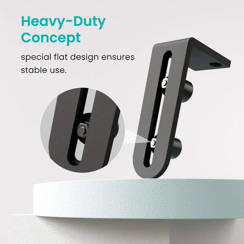 Adjustable Sliding Barn Door Floor Guide With Flat Bottom Design In Black 1 Piece Heavy Duty Steel Rail Nylon Roller close-up