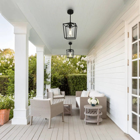 Top Shelf 2 Pack Modern Farmhouse Pendant Lights For Kitchen Island Featuring Matte Black Iron Cage And Clear Glass Shade Hella Durable dining space with outdoor seating