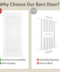 Comparison of 36x84 Sliding Barn Door Kit, 1 Panel White Primed Interior Closet Door With Satin Nickel 6ft Hardware vs unassembled option.