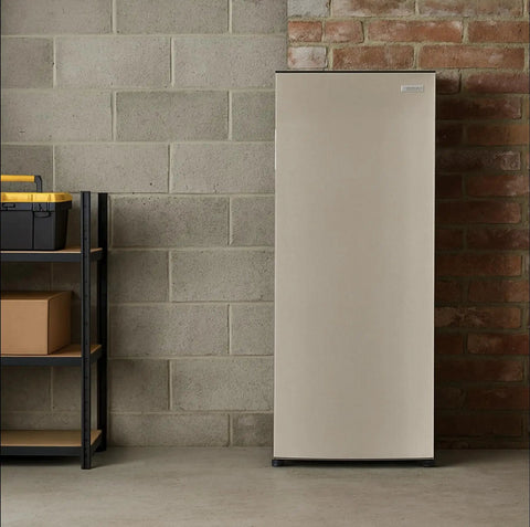 10 Cu Ft Upright Convertible Refrigerator And Freezer Box Featuring A No Sweat Mode Swap For Garage Or Basement Setup That Keeps Your Drinks Bone Cold And Grocery Stash Fresh As Heck Today in a garage setting.