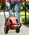 Heavy Duty 100 Foot Automatic Feed Sewer Snake Drain Cleaning Machine Loaded With Six Steel Cutters For Rapid Kitchen Bathroom Floor Pipe Unblock Tasks That Are Absolute No Sweat Wins being wheeled outside.