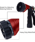 Heavy Duty Metal Hose Nozzle With Adjustable Spray Patterns For Watering Plants, Washing Cars, Showering Dogs And Pets, Rugged Zinc Alloy