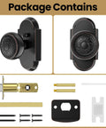 Antique Privacy Door Knob With Push Button Lock For Bedroom And Bathroom, Vintage Zinc Alloy Door Handle In Oil Rubbed Bronze, package contents
