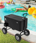 80 Quart Rolling Cooler Wagon With Long Handle And 10 Inch Wheels For Beach Patio Party Beers And Beverages On The Go