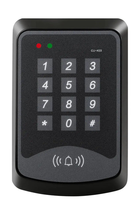 Front view of a keypad for Door Access Control System with RFID Keypad and Remote Pro Grade 600Lb Magnetic Door Lock Kit