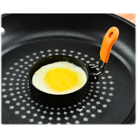 Set Of 6 Round Egg Rings And Pancake Molds With Silicone Handles, 3.5 Inch And 6 Inch Sizes, egg cooking on non-stick griddle