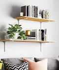 Rock Solid White Heavy Duty L Brackets For Wall Shelves 8 By 6 Inch Thick Steel Shelf Support with books and plants on display.