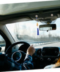 Interior view showing a car's front dashboard and roof area, suitable for installation of Headliner Repair Rivets Kit for Cars, Quick Interior Roof Fix.