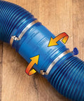 Heavy Duty 4 Inch Dust Collector Hose Splice Fitting With Quick Change Handle And Built-In Swivel To Stop Hose Twisting with secure clips.