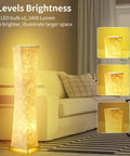 Tall Dimmable Floor Lamp with 52 Inch Frame, 3 Brightness Levels, dual 12W LED Bulbs, White Fabric Shade, living room setting
