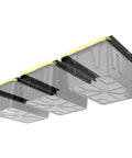 Overhead Bin Rack For Three Bins Ceiling Mounted Garage Storage Rack With Adjustable Width Fits Most Black And Yellow Totes Three Sets