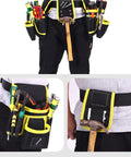 Heavy Duty Oxford Nylon Utility Belt Bag With Water Resistant Coating And Reinforced Stitching Built Tough For Electricians Handymen And Real World Job Sites with tools attached