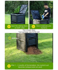 300L Outdoor Compost Bin Heavy Duty Plastic With Huge Capacity For Garden And Yard Tumbler Style Fertilizer Box Convert Waste Into Rich Soil