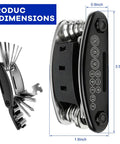 16-In-1 Motorcycle And Bike Repair Tool Kit With Foldable Multitool, dimensions highlighted, hex wrenches visible