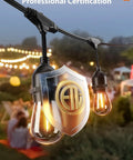 Outdoor LED String Lights 48ft with Edison Vintage Shatterproof Bulbs for Patio and Garden, ETL listed, in garden