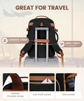 40L Go-To Travel Backpack For Women And Men, Airline Approved Carry-On showing back view with luggage strap and anti-theft pocket.