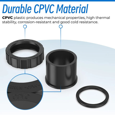Pump Union Connection Kit for Hayward TriStar NorthStar EcoStar Pumps showing CPVC material components.