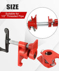 Heavy Duty Cast Iron Pipe Clamps Six Pack Fits One Half Inch Threaded Metal Pipes With Wide Stable Base Grips, detailed view.